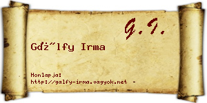 Gálfy Irma névjegykártya